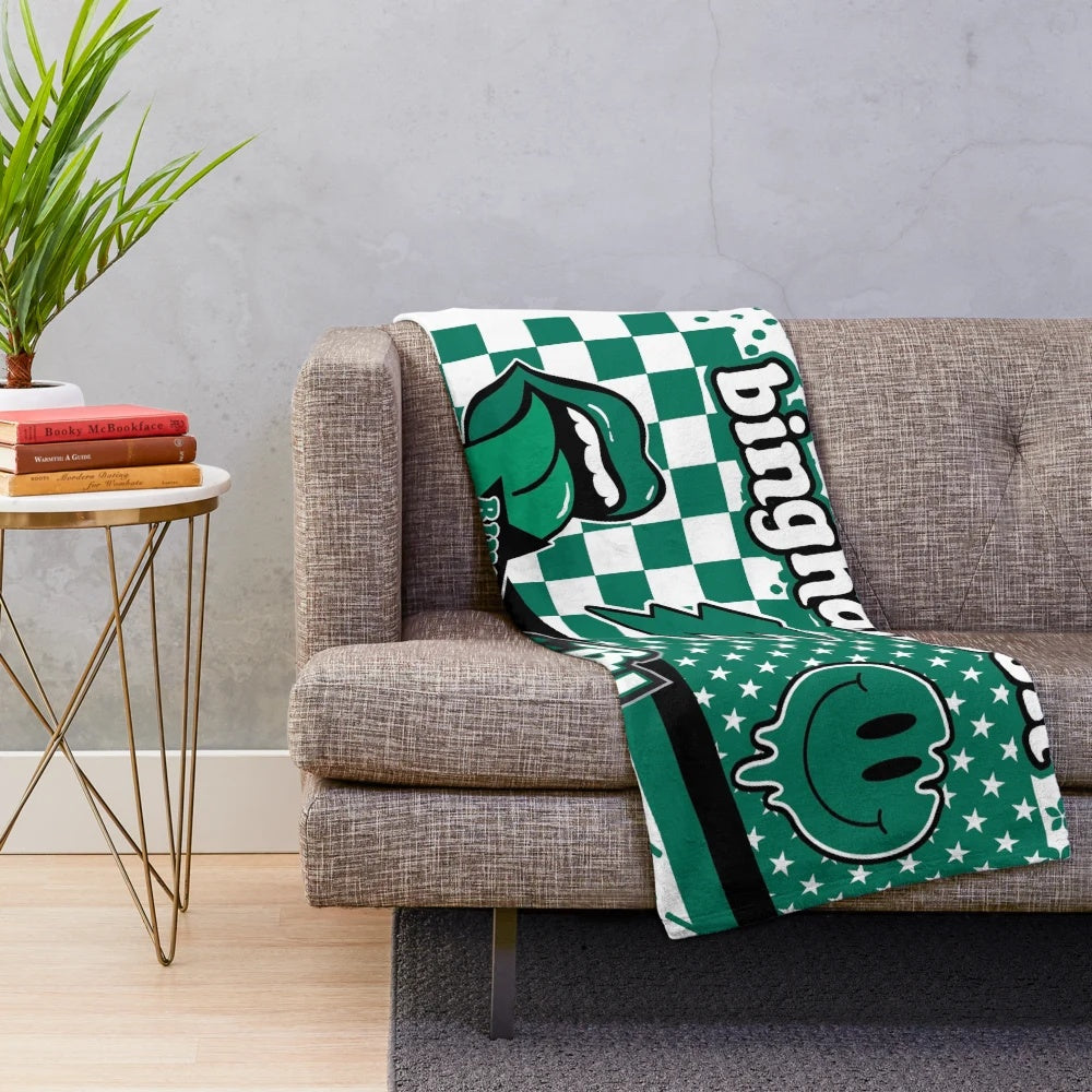 Cozy plush blanket with trendy design for college dorm and home