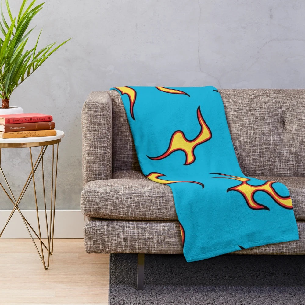 Plush blanket with GOLFWANG flames design for hip-hop and urban fashion enthusiasts