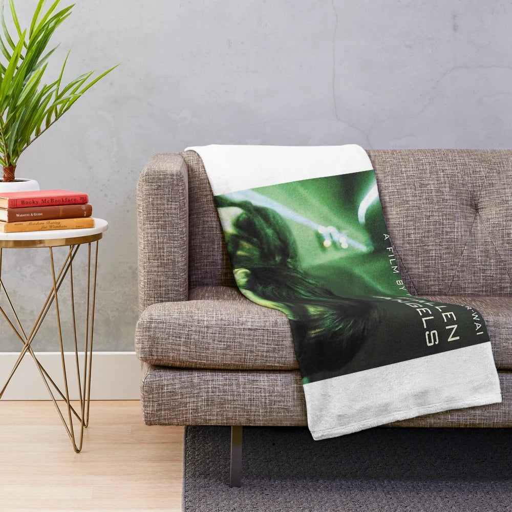 Plush blanket featuring a cinematic movie poster design inspired by the aesthetics of Hong Kong filmmaker Wong Kar-wai's films.