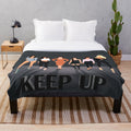 Minimalist plush blanket design featuring pop culture references