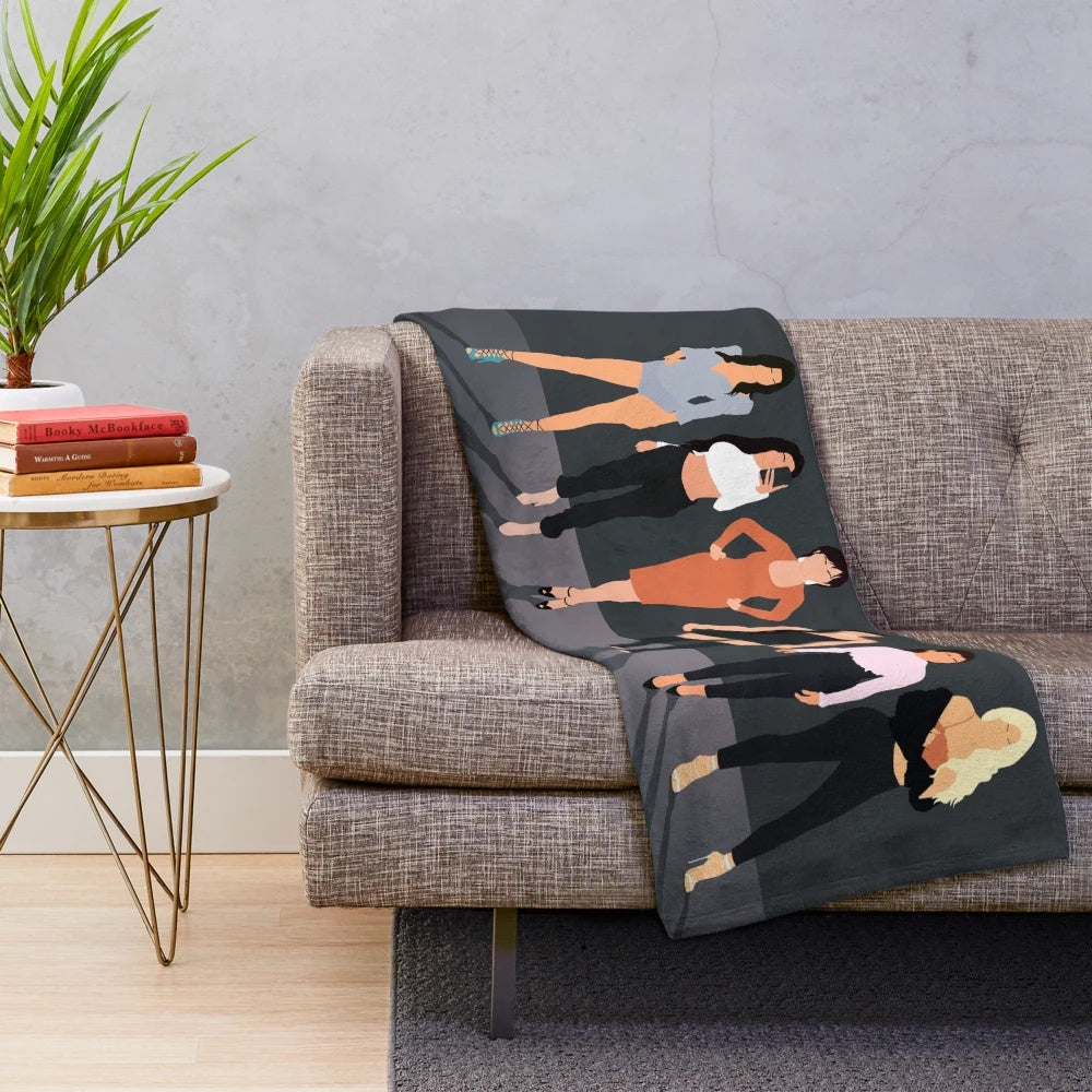 Minimalist plush blanket design featuring pop culture references