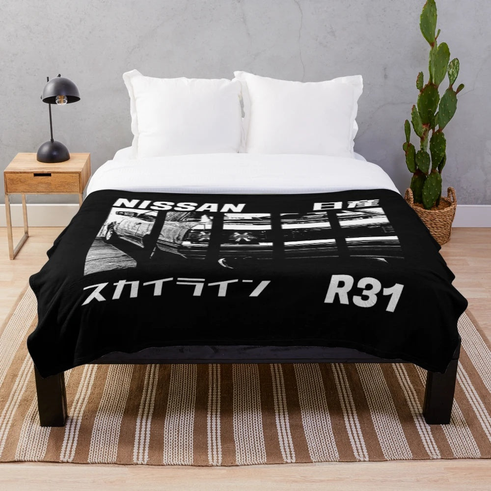 Plush blanket featuring the Nissan Skyline R31 GTS sports car design