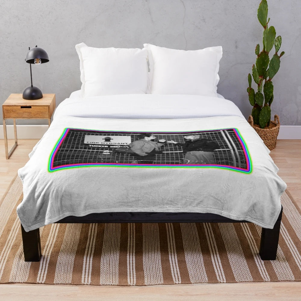 Aesthetic plush blanket featuring a vintage-inspired movie portrait design