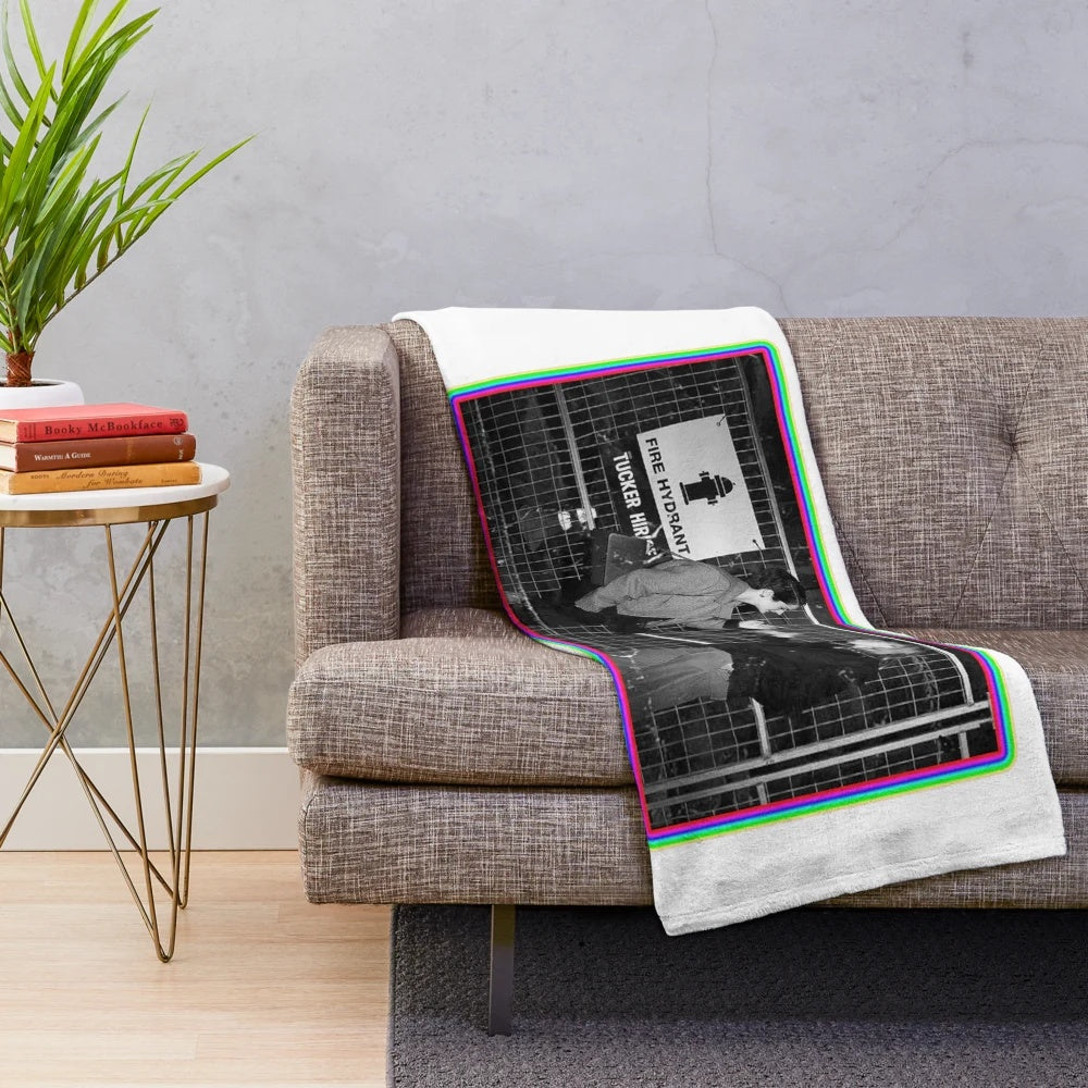 Aesthetic plush blanket featuring a vintage-inspired movie portrait design