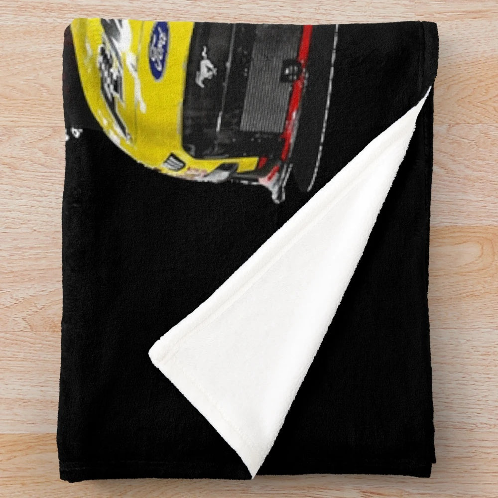 Plush blanket featuring Joey Logano's Next Gen Mustang 2022 graphic