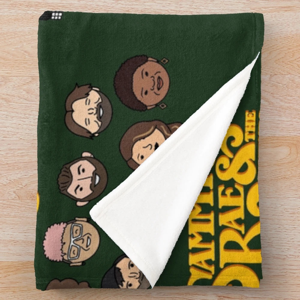 Plush blanket with hand-drawn Sammy Rae & the Friends-inspired orb and doodle design