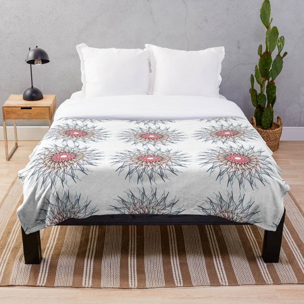 Plush blanket with a vibrant, symmetrical pattern