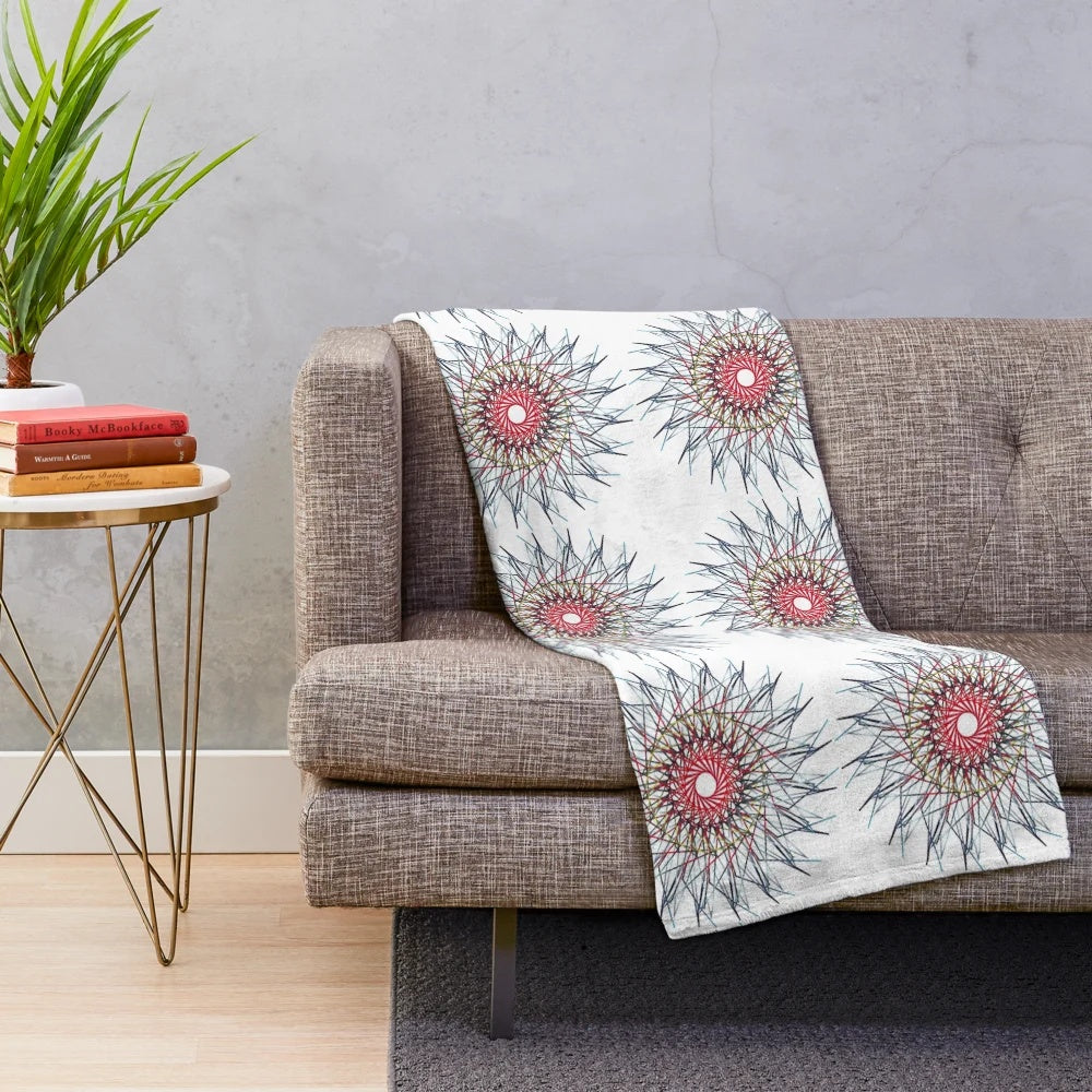 Plush blanket with a vibrant, symmetrical pattern