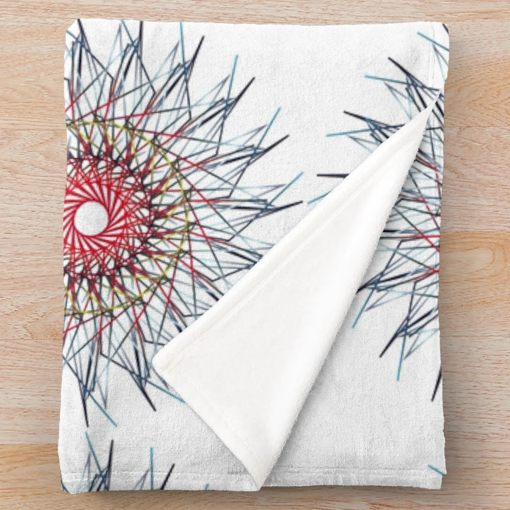 Plush blanket with a vibrant, symmetrical pattern
