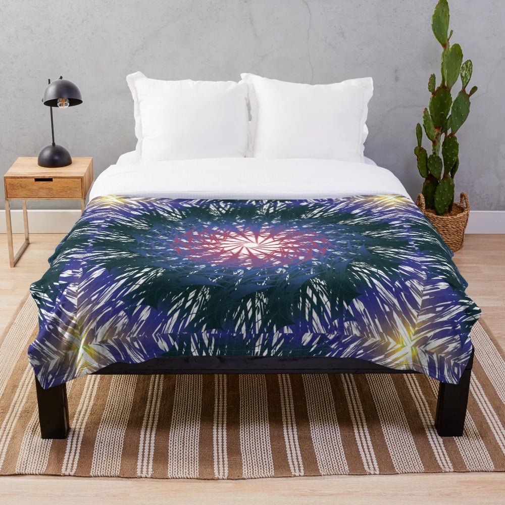 Plush designer blanket with vibrant geometric pattern