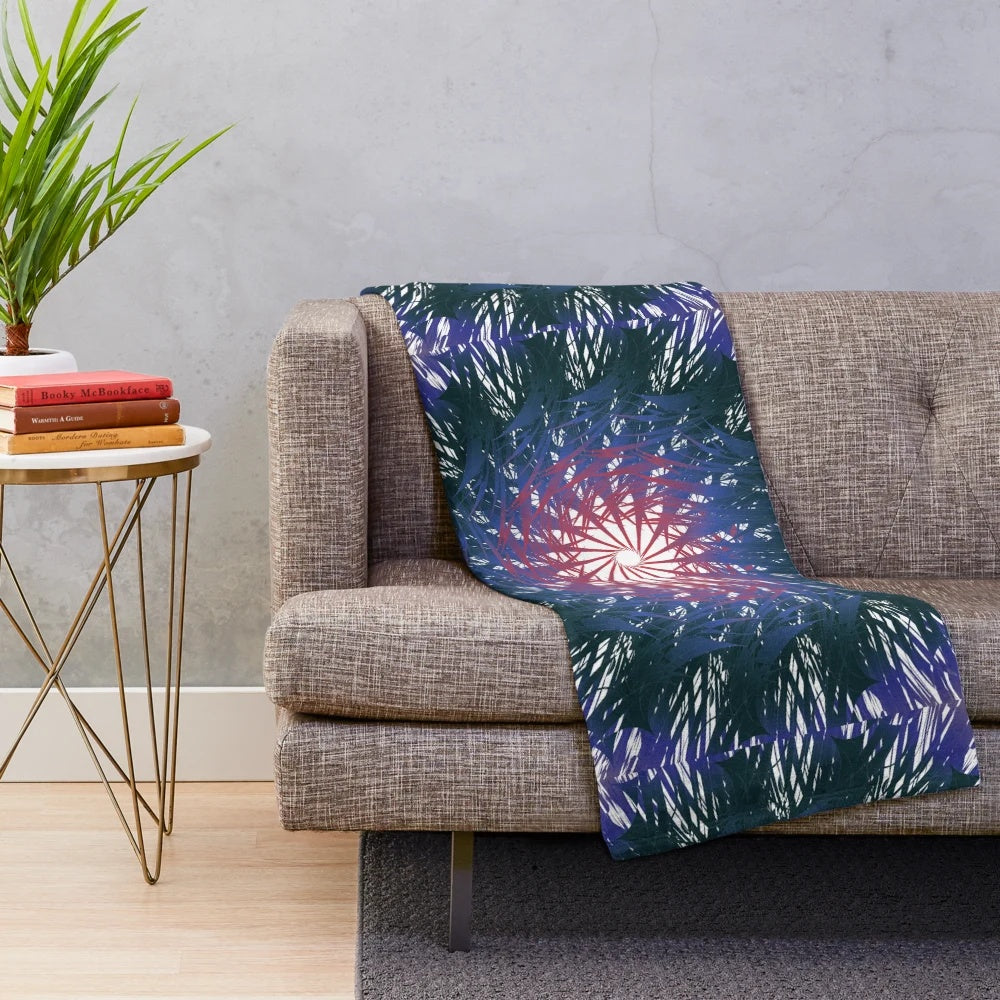Plush designer blanket with vibrant geometric pattern