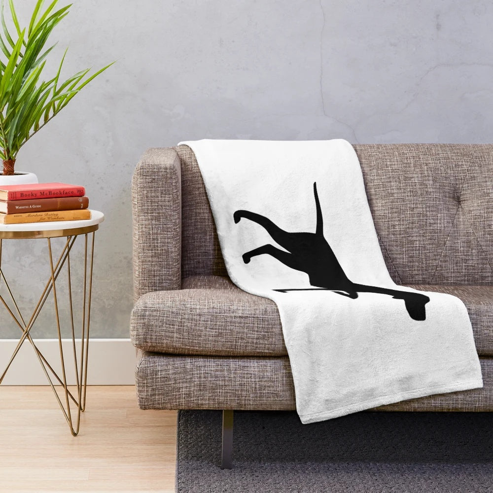 Pointer dog silhouette graphic on a plush blanket