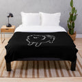 Pomeranian dog sketch on black and white plush blanket