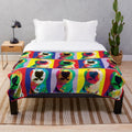 Pop art inspired plush blanket featuring the iconic image of Nelson the Bull Terrier