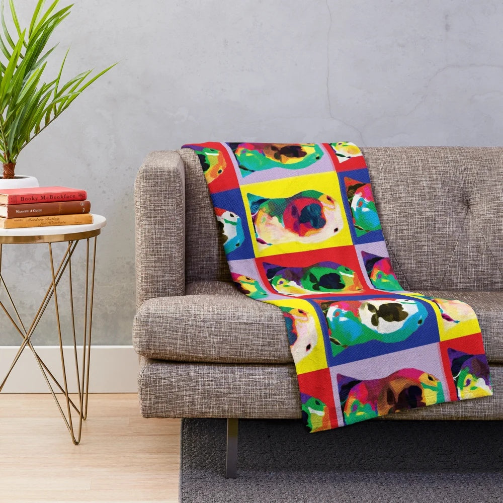 Pop art inspired plush blanket featuring the iconic image of Nelson the Bull Terrier