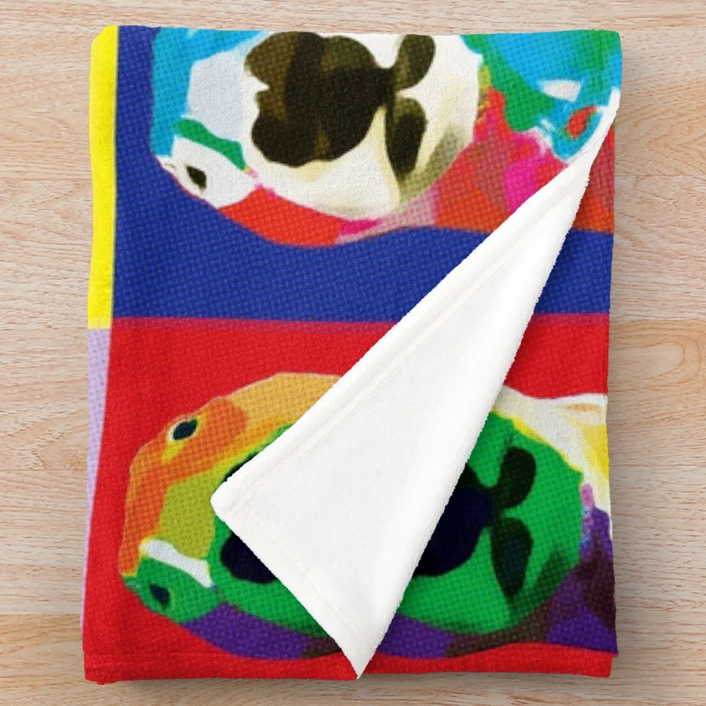 Pop art inspired plush blanket featuring the iconic image of Nelson the Bull Terrier