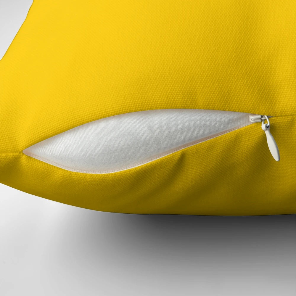 Vibrant pop art-inspired throw pillow with a woman's lips in a sexy, biting expression.
