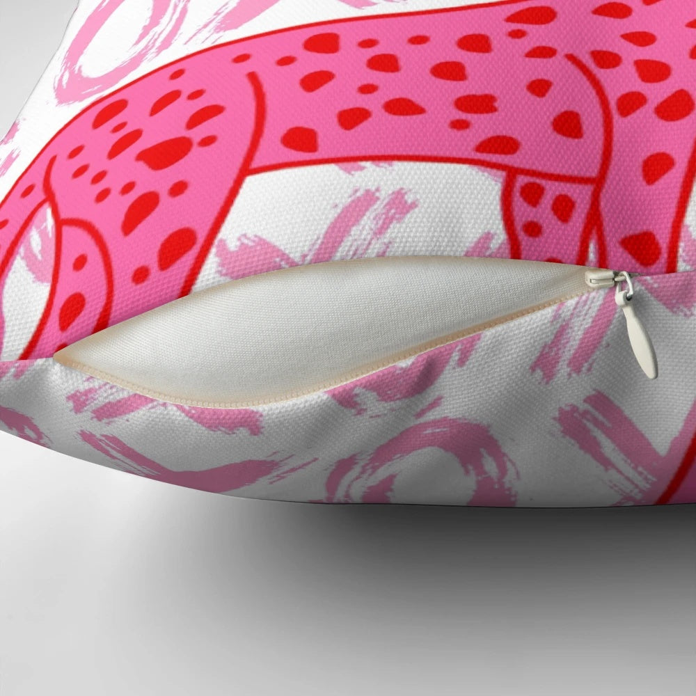 Decorative pillow featuring a cheetah print with a stylish, preppy design
