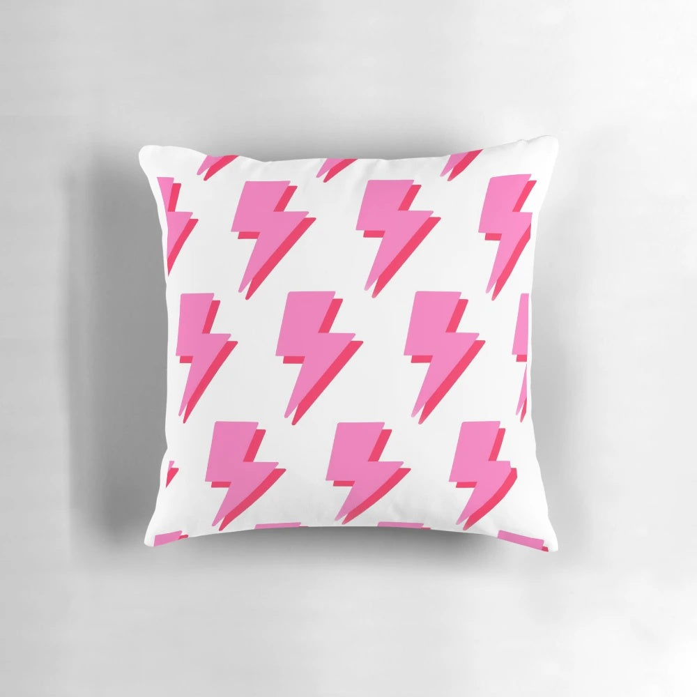Preppy lightning bolt patterned throw pillow