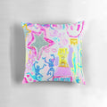 Playful pink and white wall art with skeletons and stars
