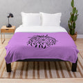 Plush blanket featuring a minimalist illustration of a Puli dog in black and violet