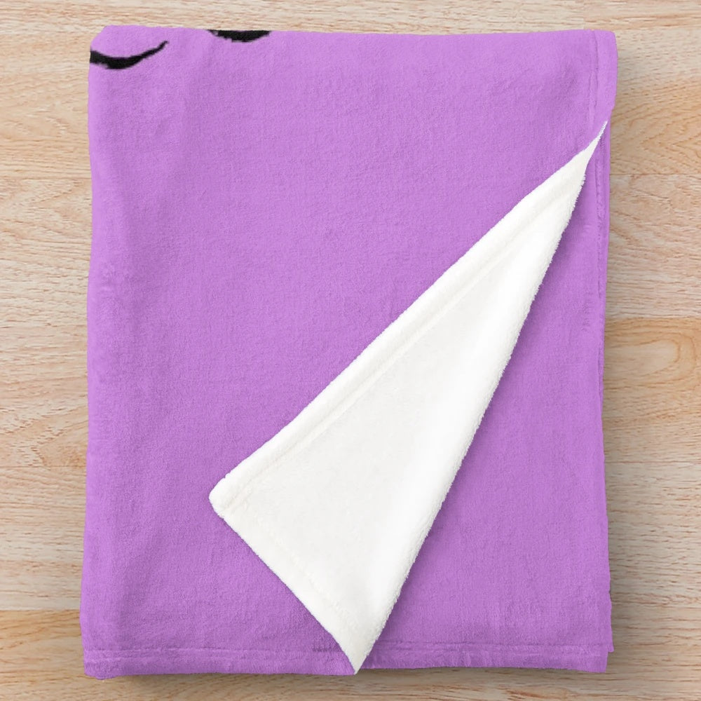 Plush blanket featuring a minimalist illustration of a Puli dog in black and violet