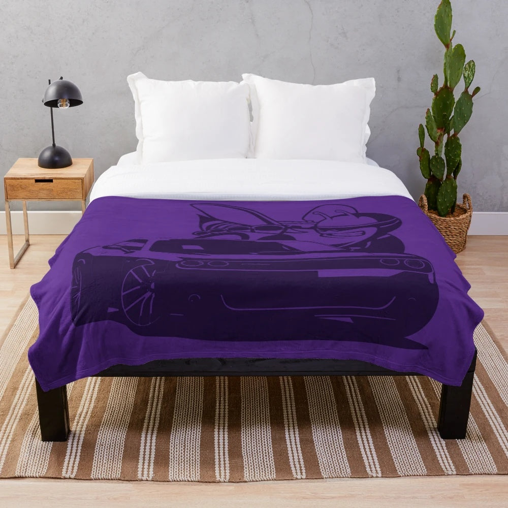 Purple Challenger muscle car design plush blanket