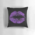 Elegant purple glitter lips decorative pillow for home decor