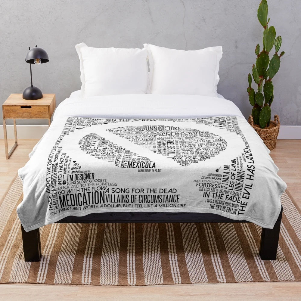 Queens of the Stone Age themed plush blanket with song titles