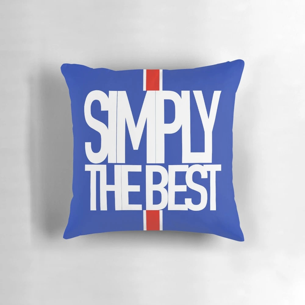 Rangers FC-inspired throw pillow with a simple, yet bold design