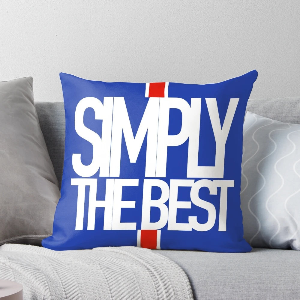 Rangers FC-inspired throw pillow with a simple, yet bold design