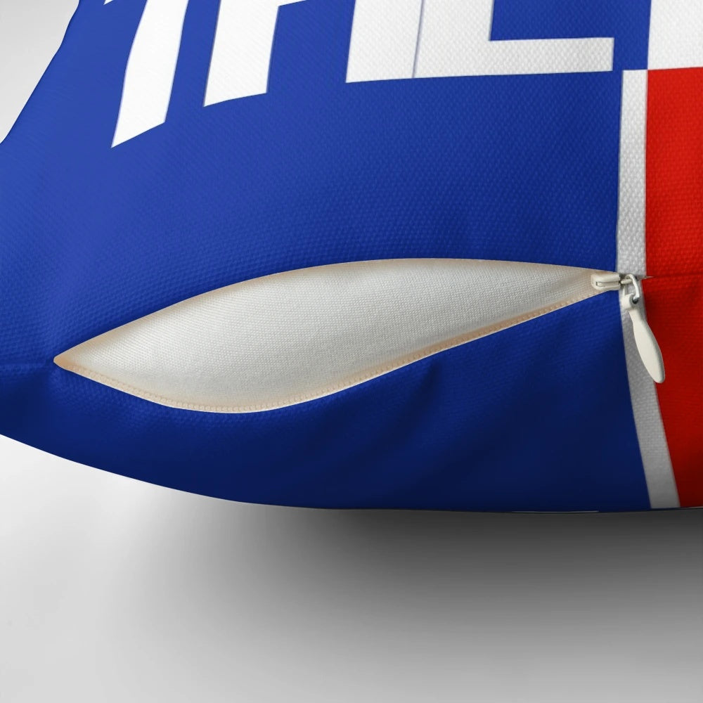 Rangers FC-inspired throw pillow with a simple, yet bold design