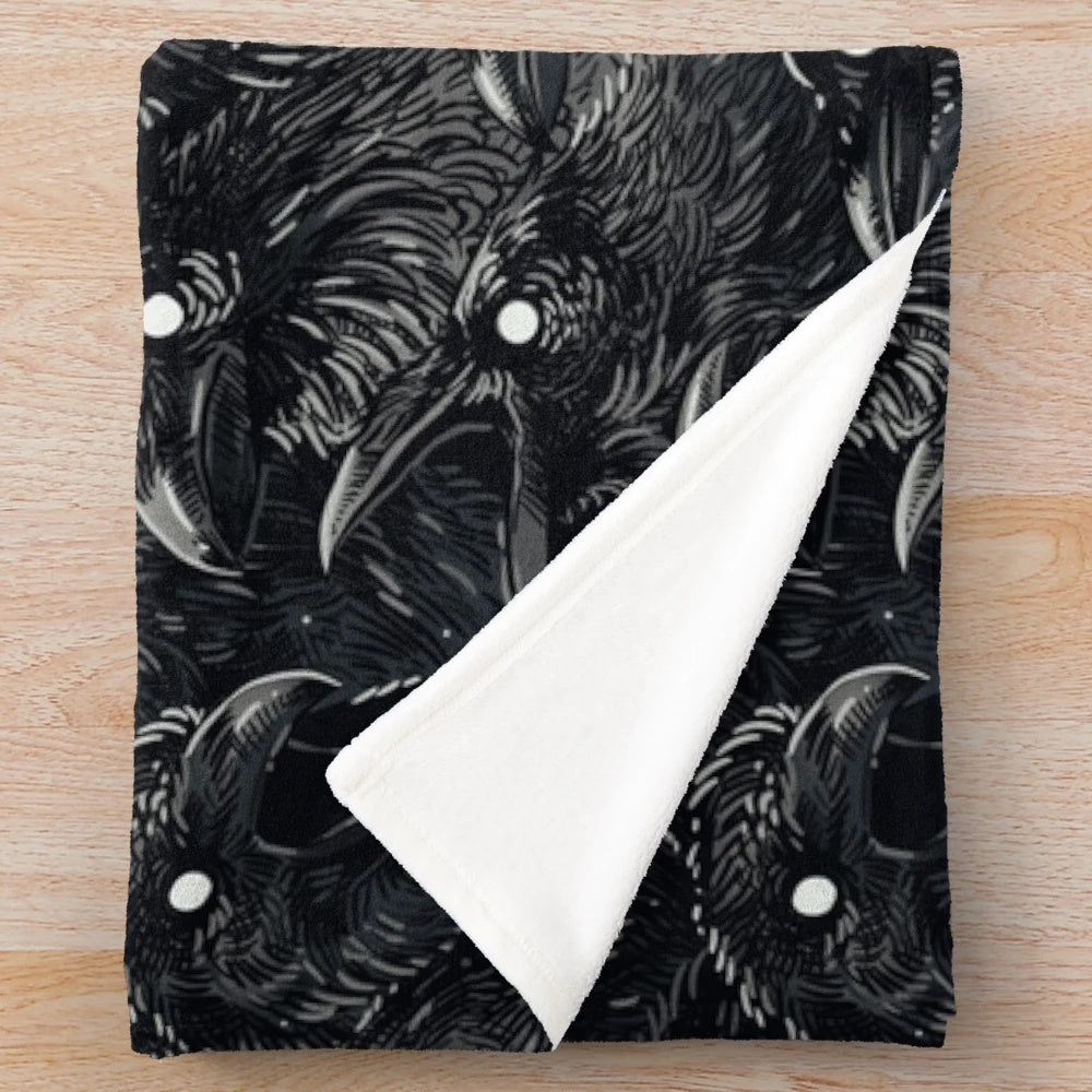 Raven pattern plush blanket for cozy and stylish home decor