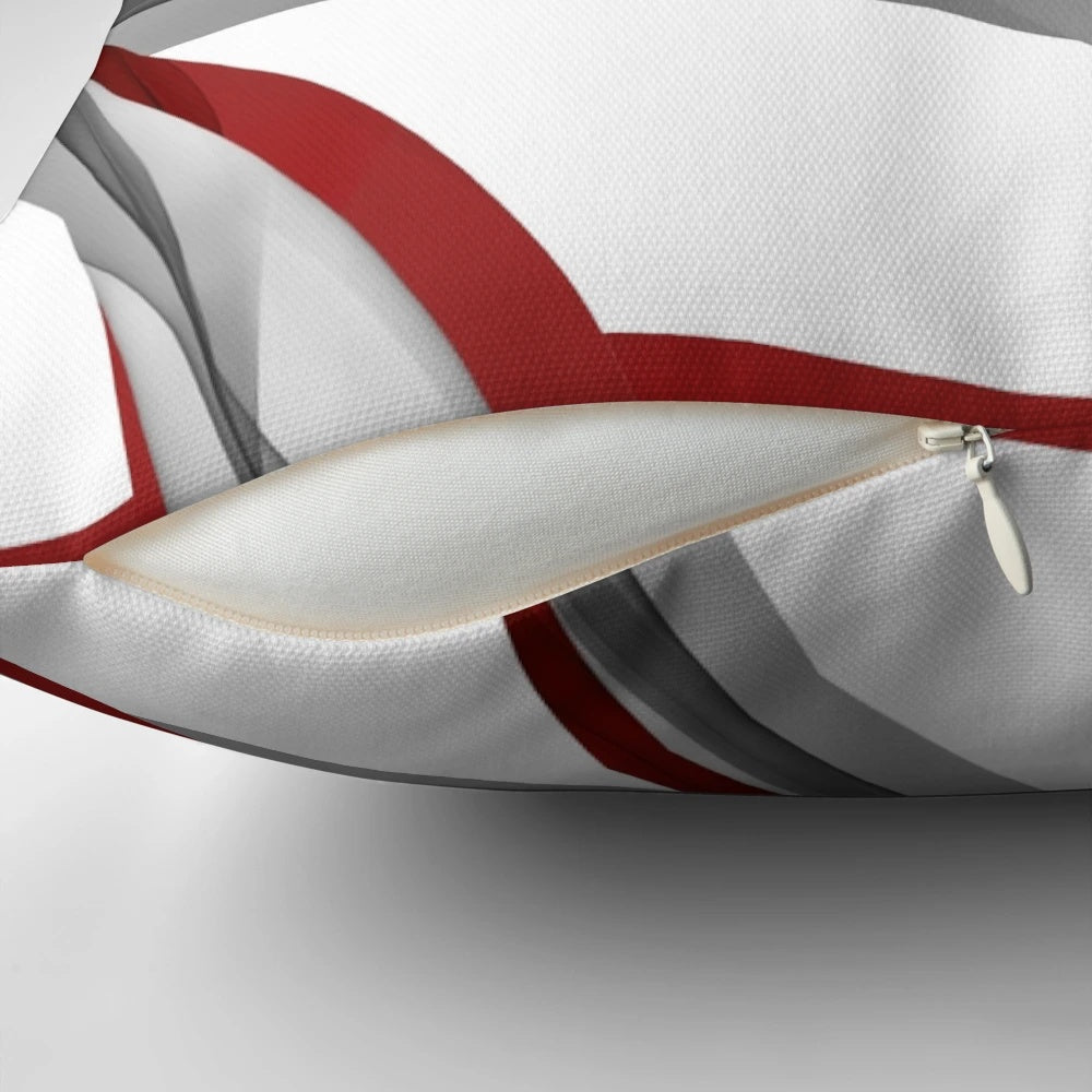 A cozy red and gray throw pillow for your living room or bedroom
