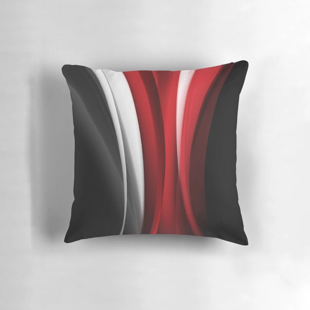 Vibrant red and white abstract pattern decorative pillow