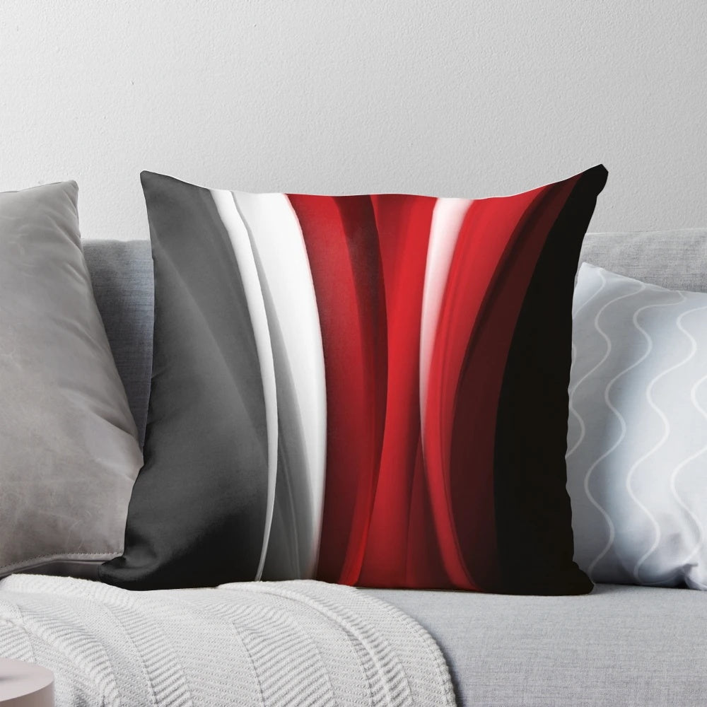 Vibrant red and white abstract pattern decorative pillow