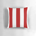 Red and white striped decorative pillow with a nautical, coastal design