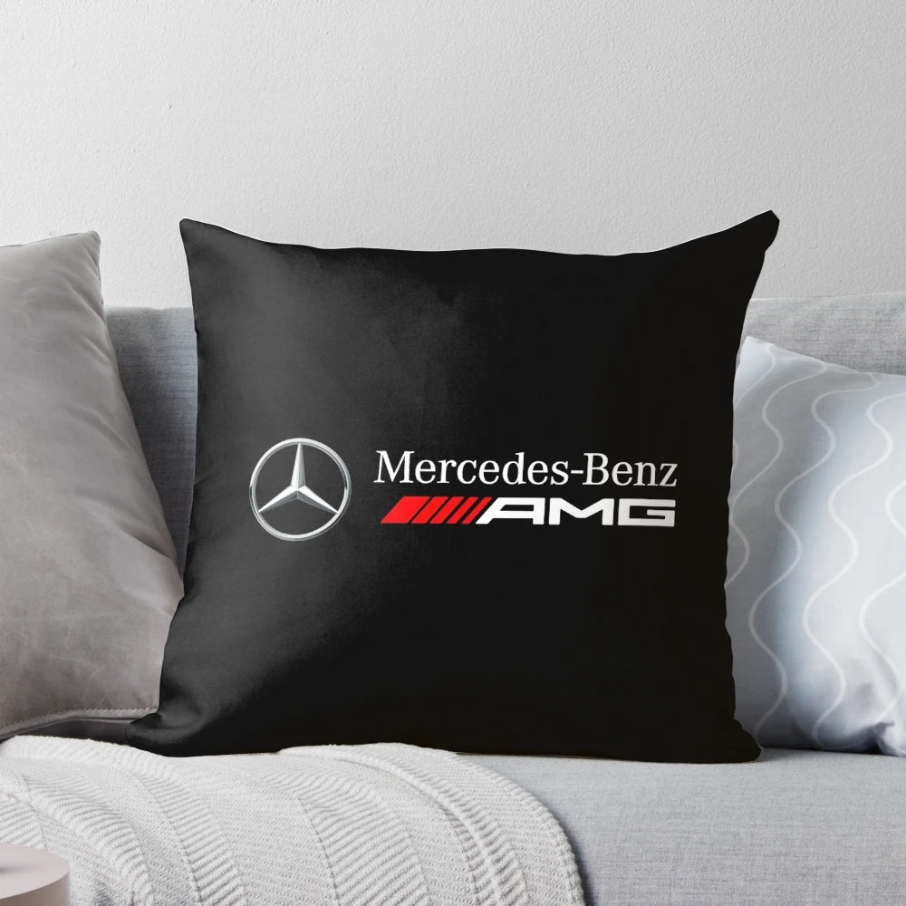 Red crooked pillow with Mercedes-Benz AMG design