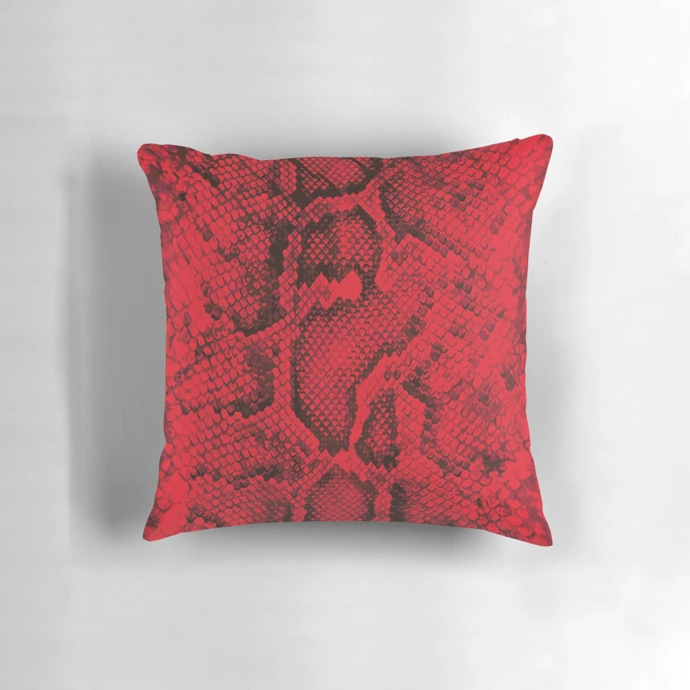 Red snakeskin pattern decorative pillow with a fresh, natural design