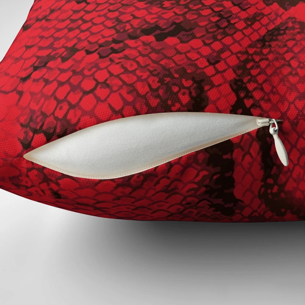 Red snakeskin pattern decorative pillow with a fresh, natural design