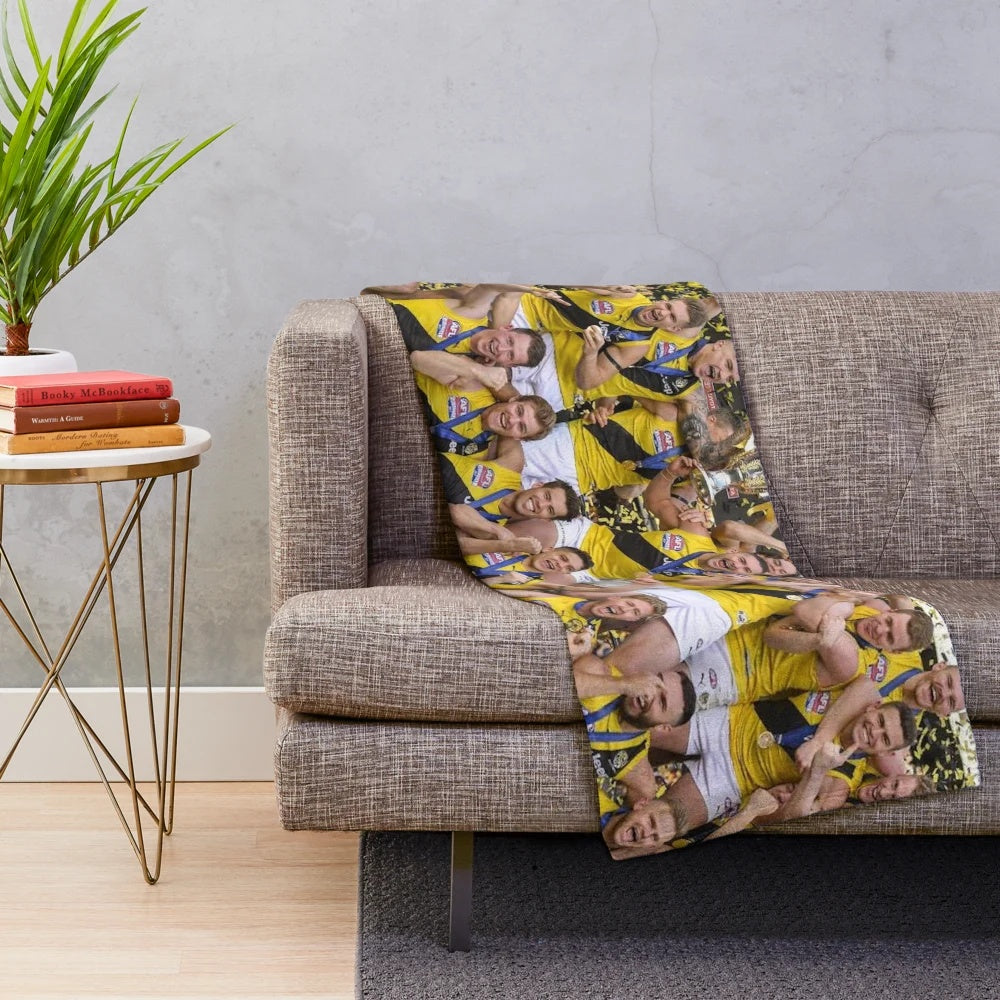 Richmond Tigers inspired plush blanket in black and yellow colors