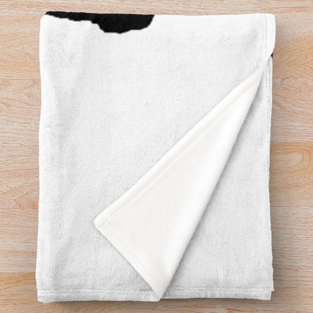 Plush black and white robbers silhouette blanket