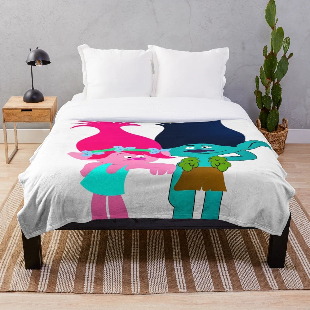 A cozy and stylish rock broppy plush blanket for music enthusiasts