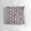 Rose gold and gray geometric patterned decorative pillow