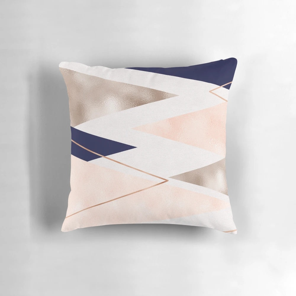 Rose gold geometric pattern decorative pillow