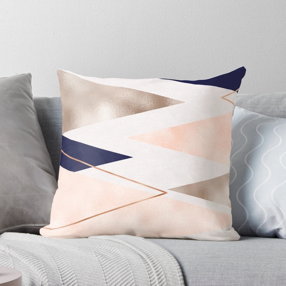 Rose gold geometric pattern decorative pillow