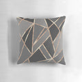 A stylish rose gold gray geometric throw pillow with a minimalist Scandinavian-inspired design, perfect for modern home decor.