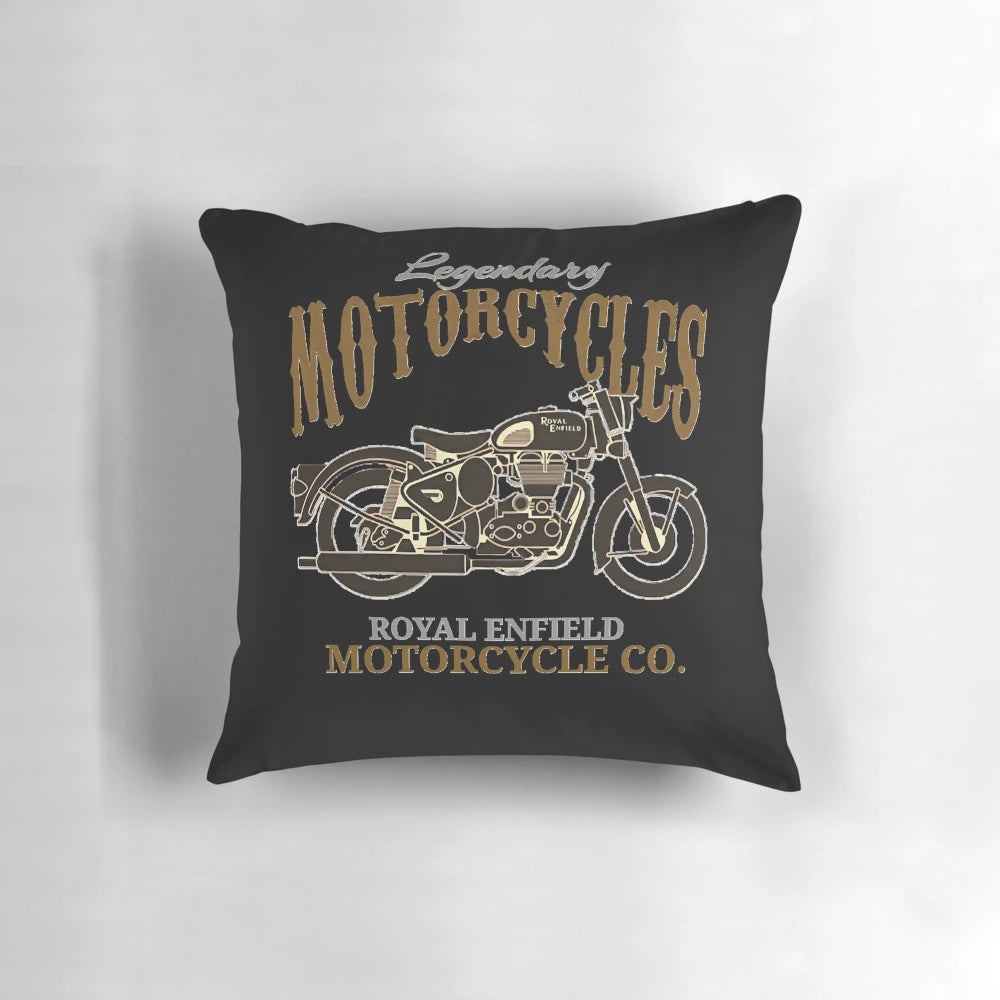 Royal Enfield inspired throw pillow with the iconic motorcycle design