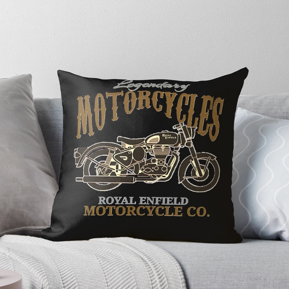 Royal Enfield inspired throw pillow with the iconic motorcycle design