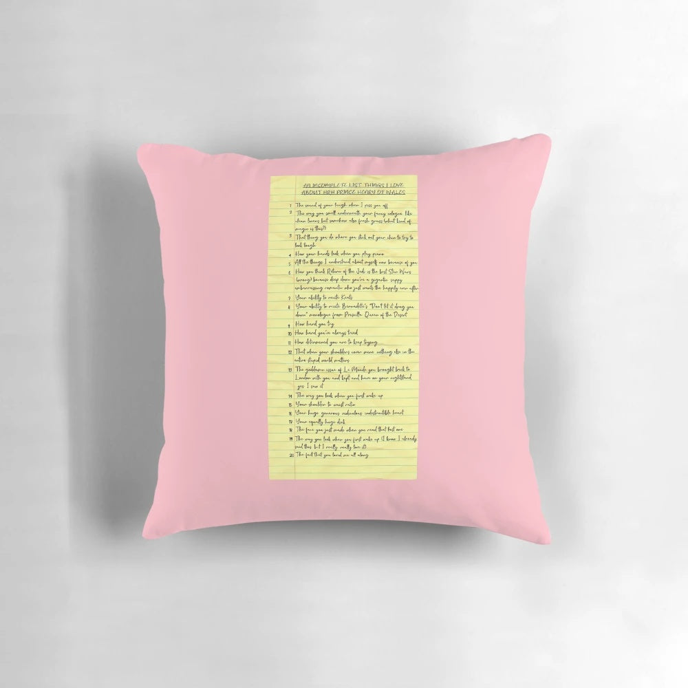 Plush red, white, and blue RWRB pillow with text from the popular LGBTQ romance novel "Red, White & Royal Blue